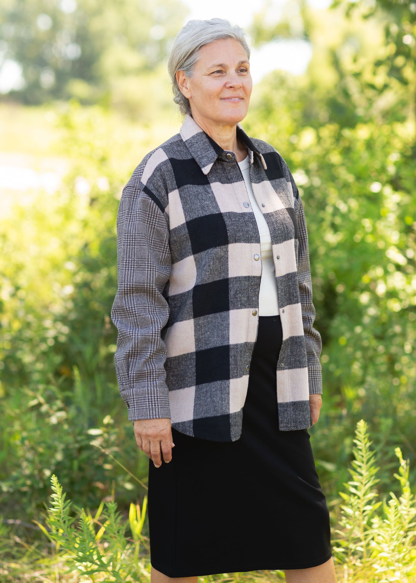 Sophia Black Button Up Shacket Tops