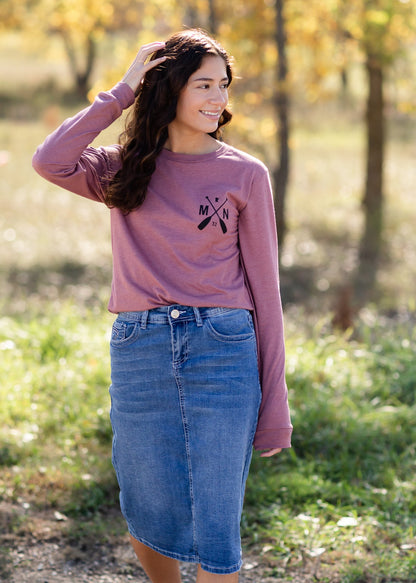 Sota' Mauve Crew Neck Long Sleeve Tee Tops Sota Clothing Co.