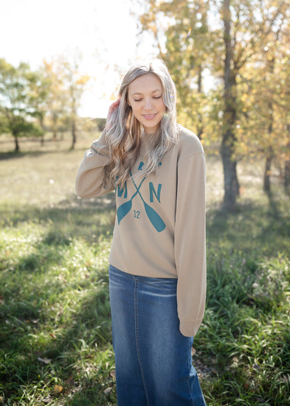 Sota' Sandstone + Teal Paddle Crewneck - FINAL SALE Tops Sota Clothing Co.