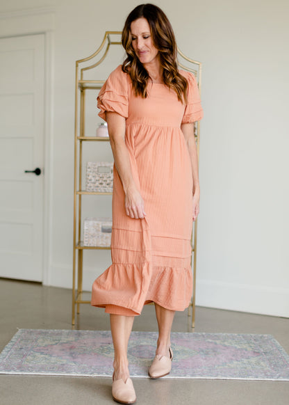 Square Neck Tiered Maxi Dress Dresses Polagram & BaeVely