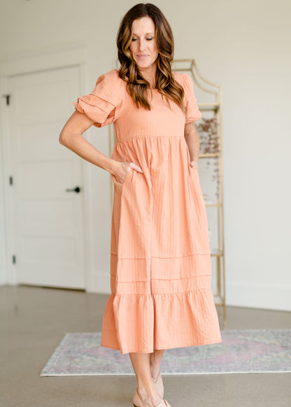 Square Neck Tiered Maxi Dress Dresses Polagram & BaeVely