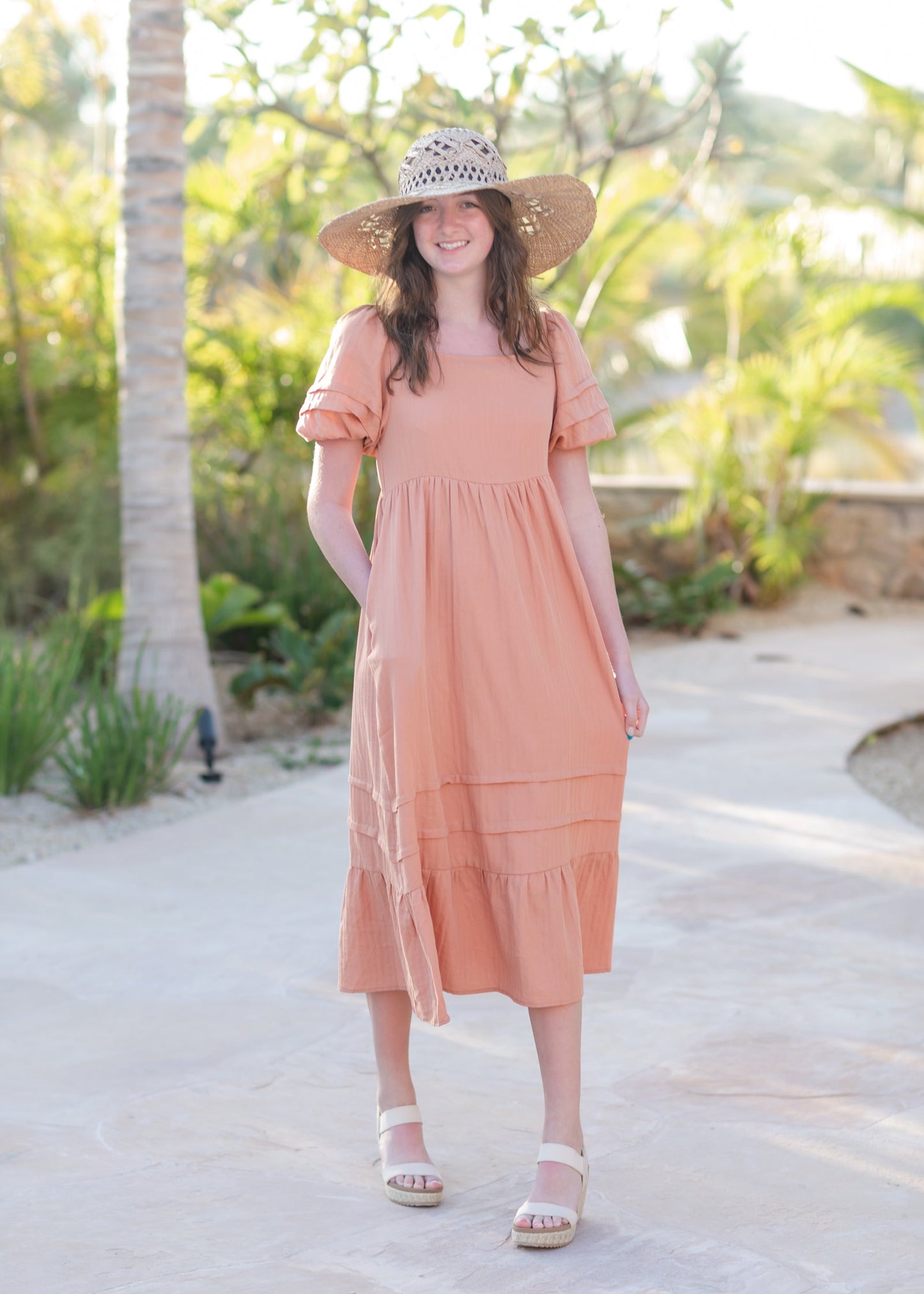 Square Neck Tiered Maxi Dress Dresses Polagram & BaeVely