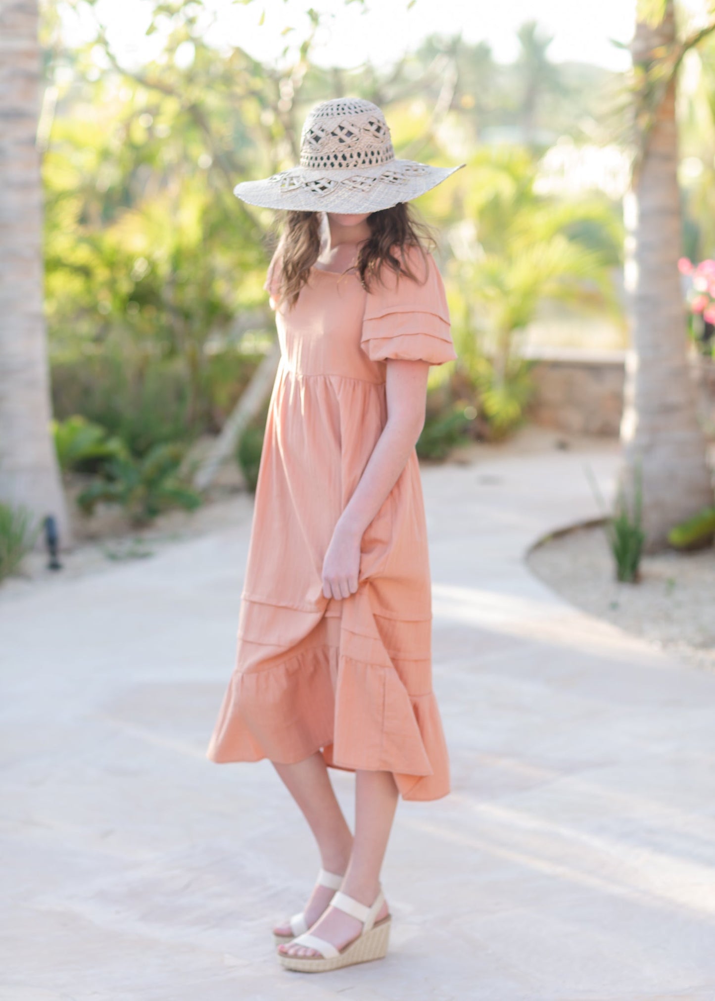 Square Neck Tiered Maxi Dress Dresses Polagram & BaeVely