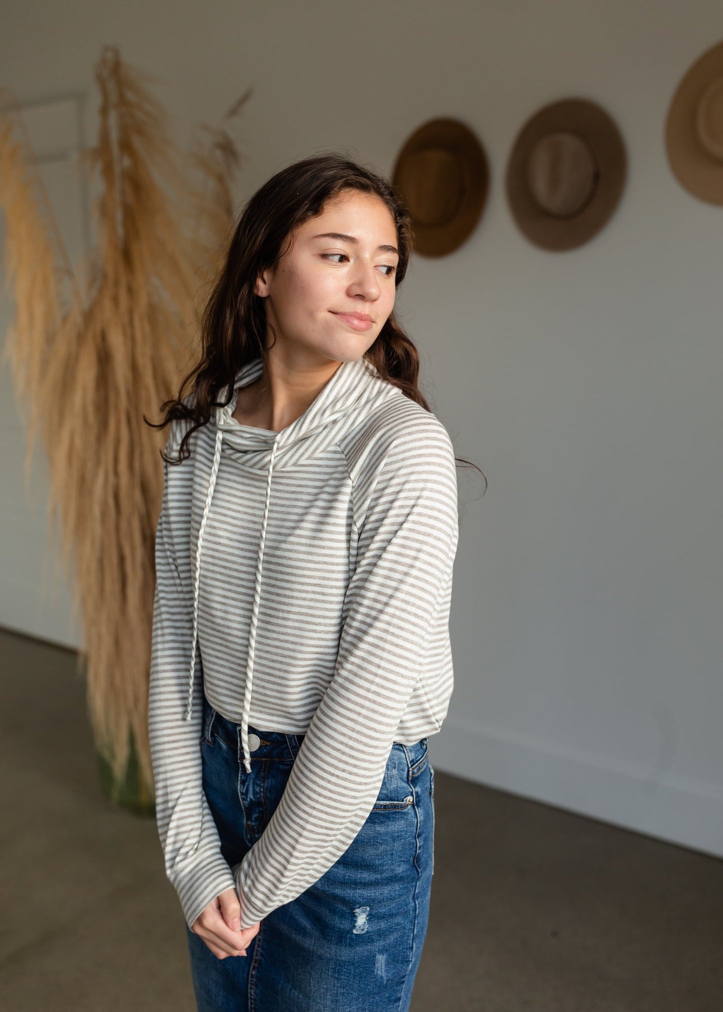 Striped French Terry Raglan Sleeve Top Tops Staccato