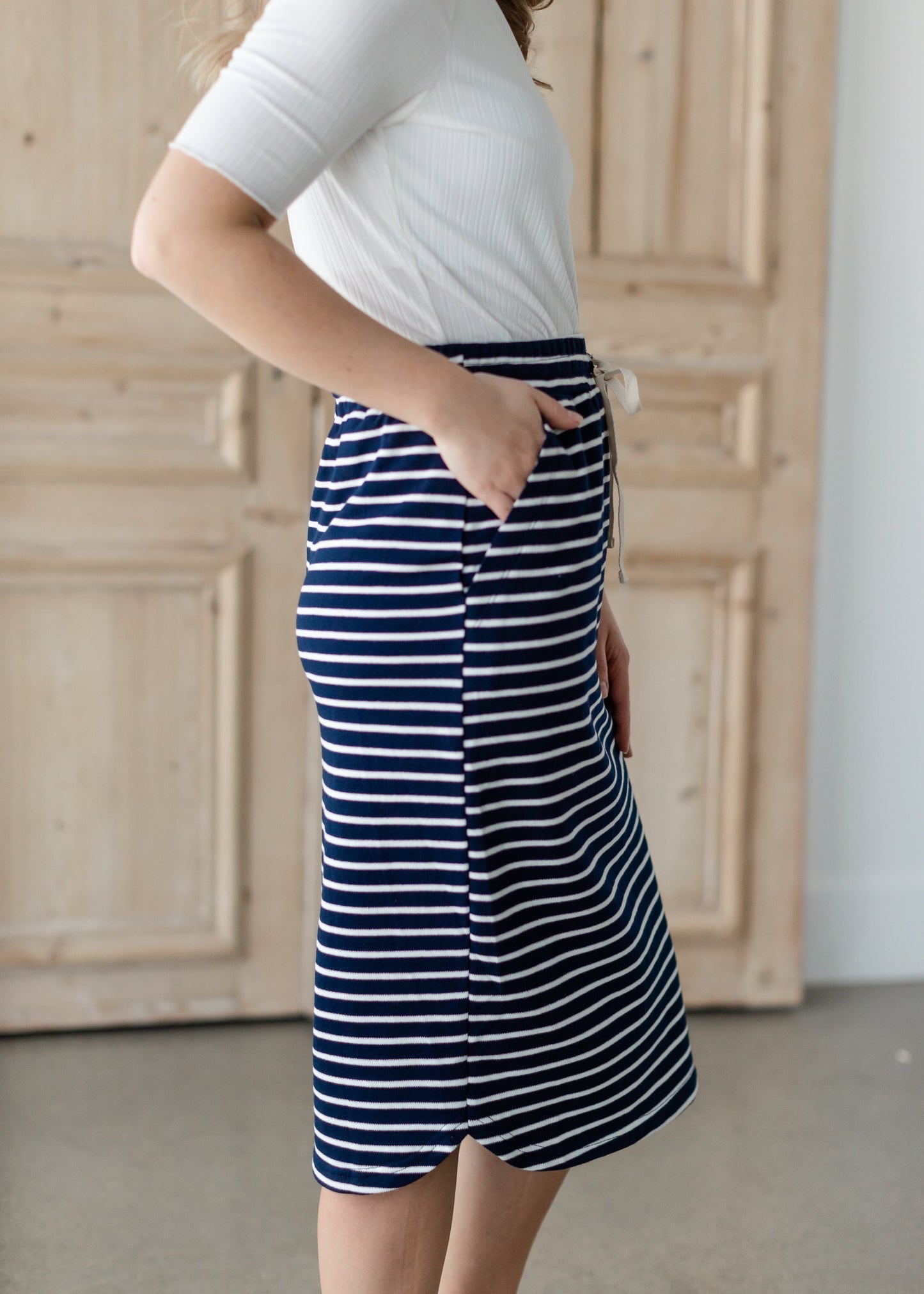 Striped Skirt With Elastic Waist Band Skirts Polagram