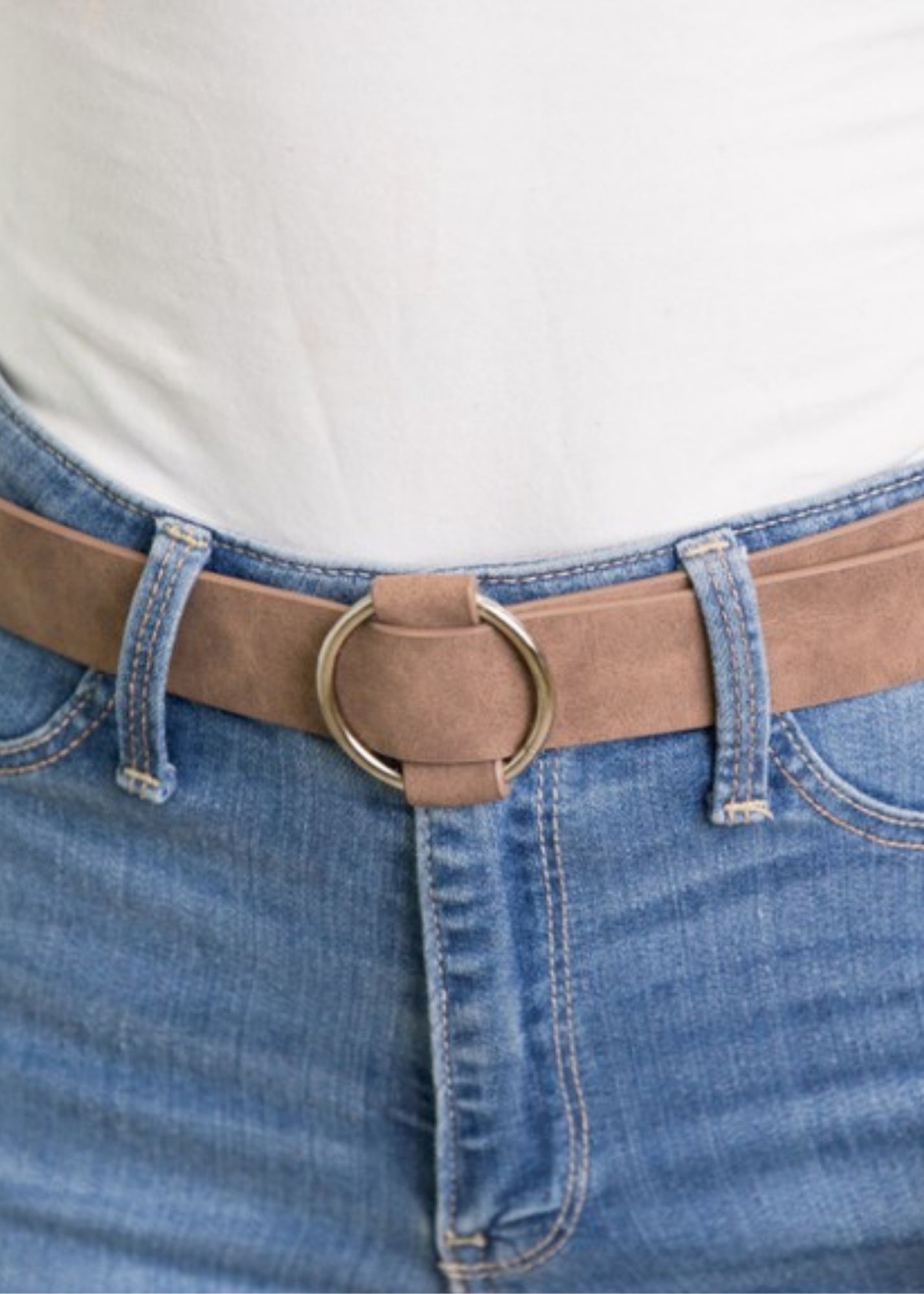 Tan Vegan Leather Ring Belt Accessories Dani & Em