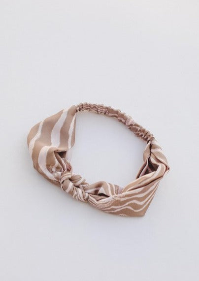 Tan Zebra Satin Headband Accessories Fame 46