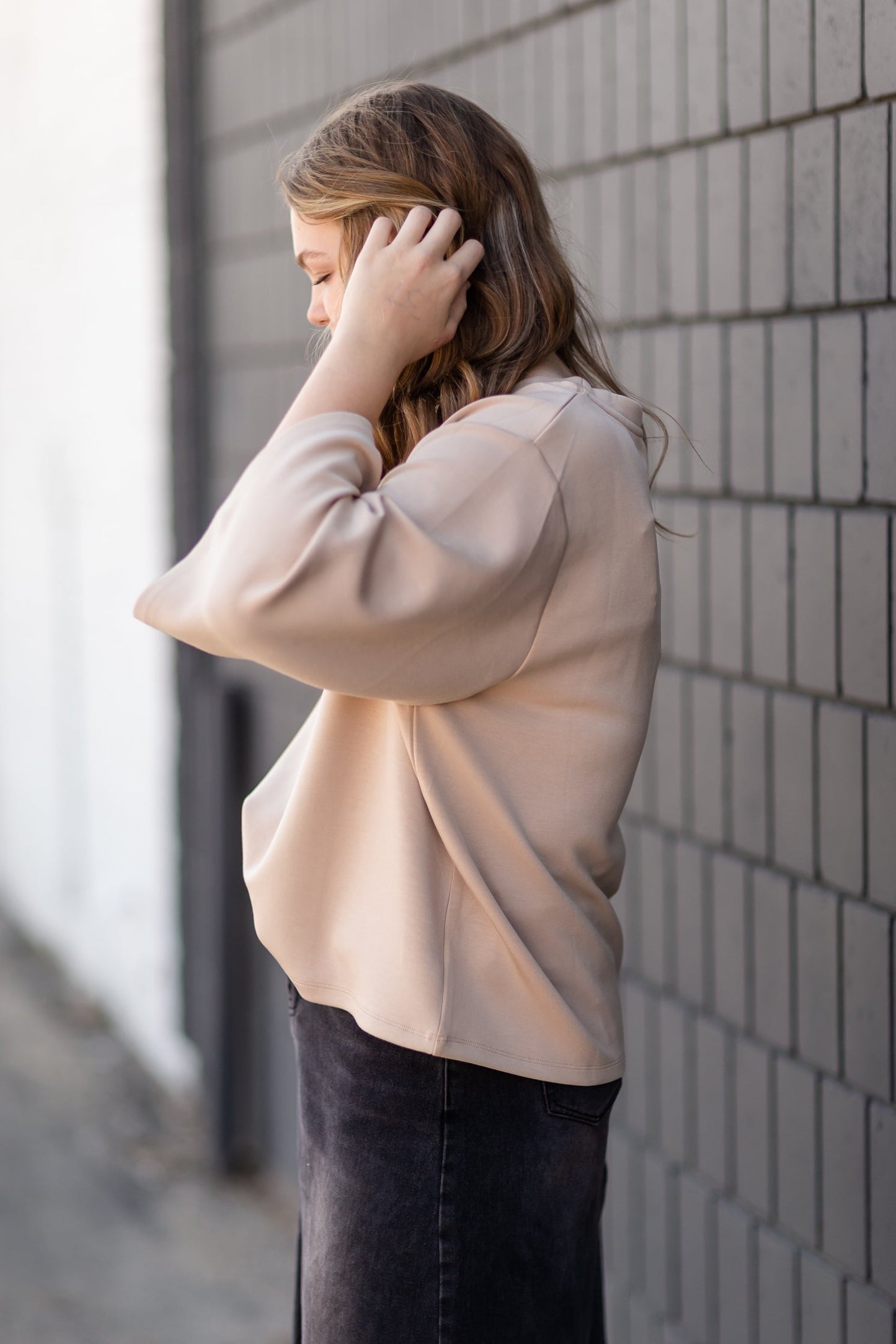 Taupe 3/4 Trumpet Sleeve Top - FINAL SALE Tops