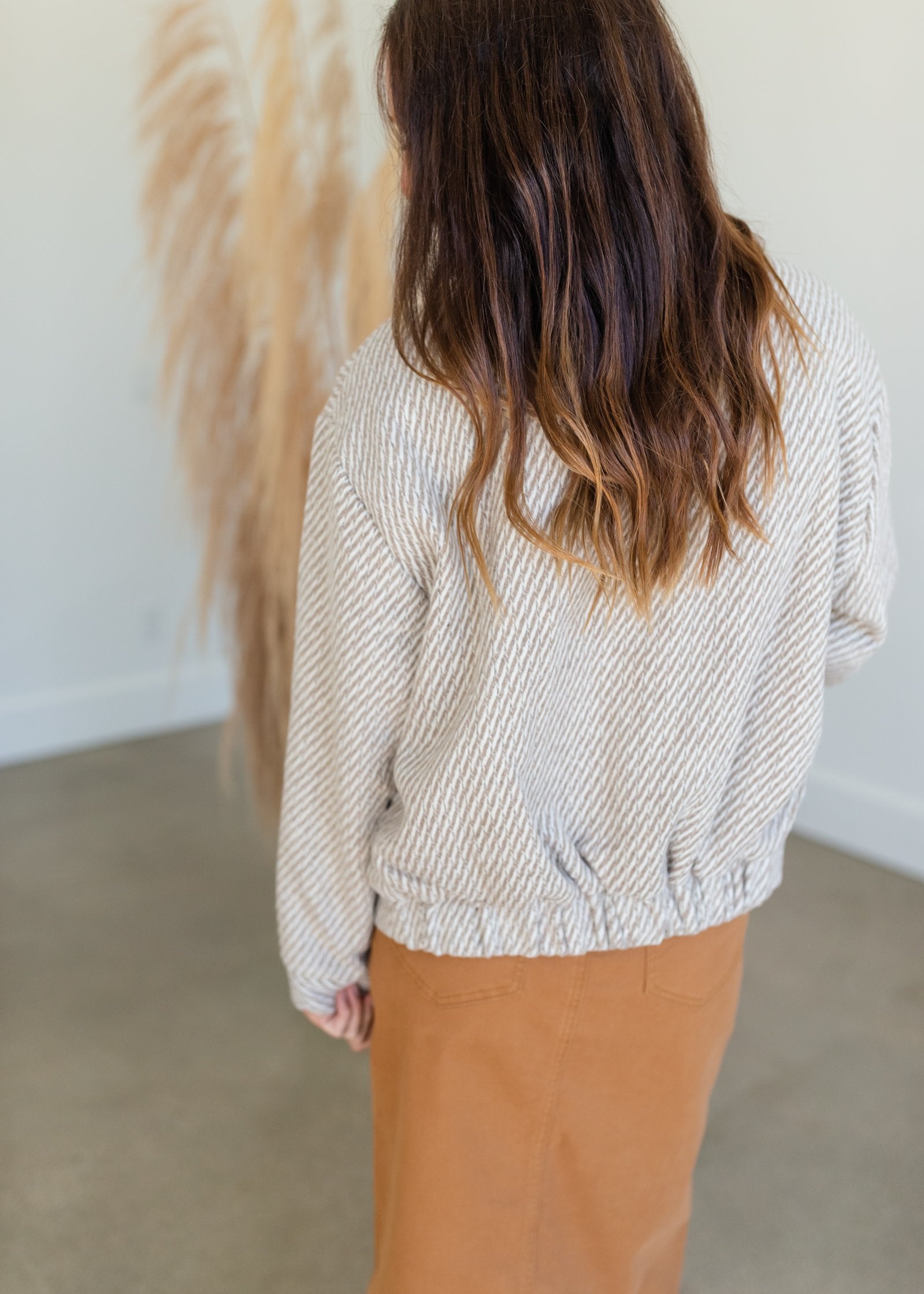 Taupe Collar Zipper Pocket Jacket Tops Pologram