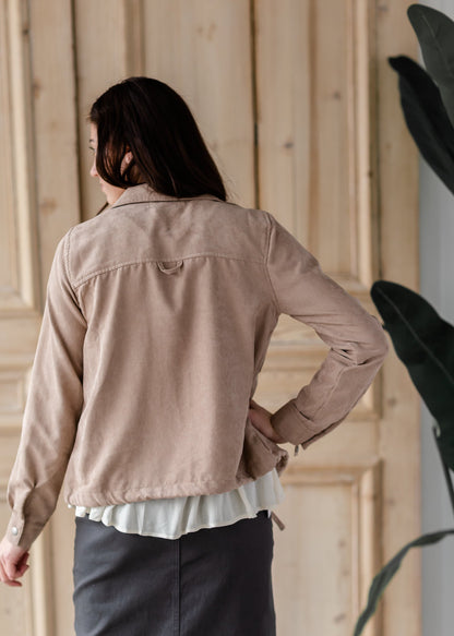 Taupe Cropped Utility Jacket Shirt Be Cool