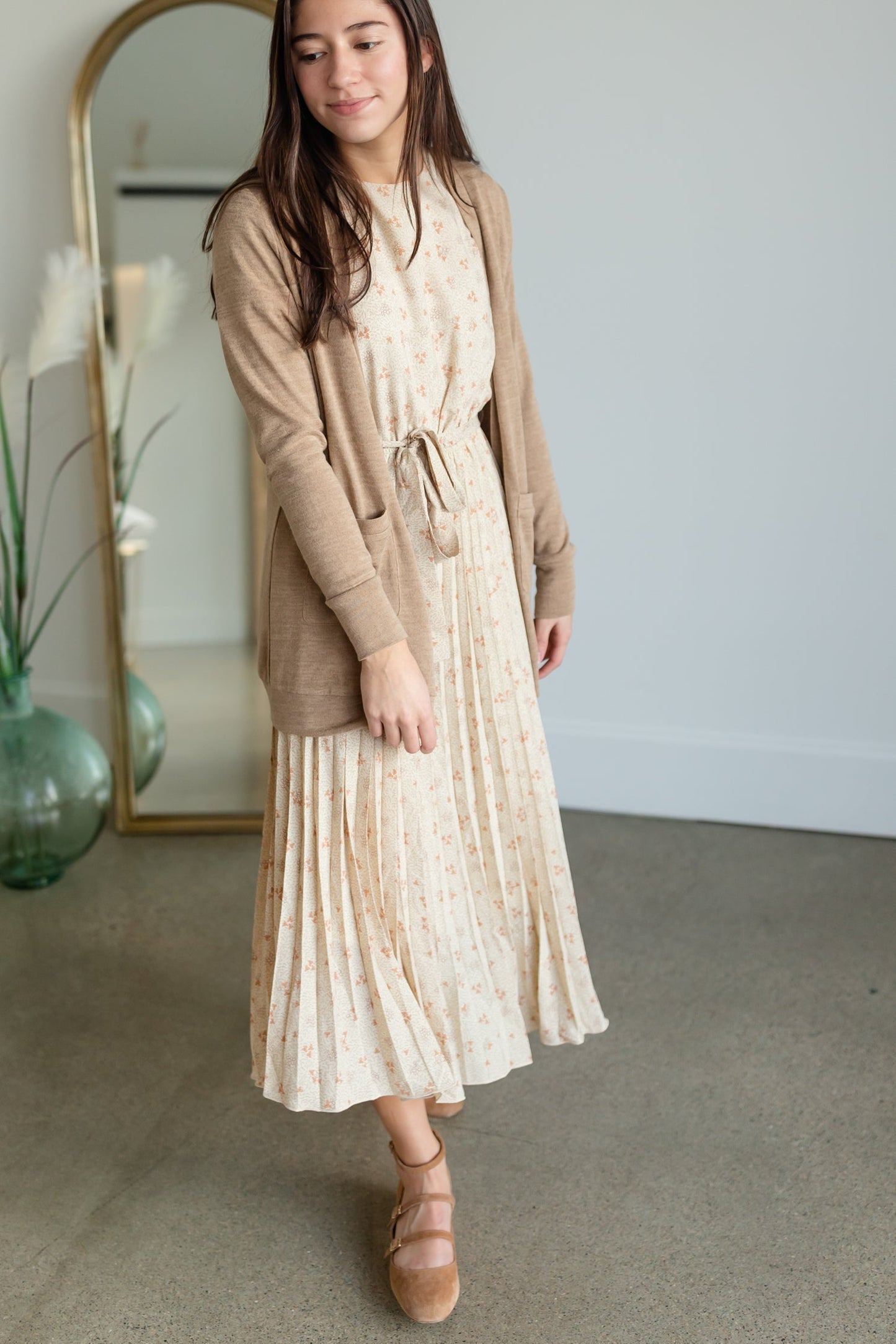 Taupe Flutter Sleeve Pleated Maxi Dress Dresses pOL