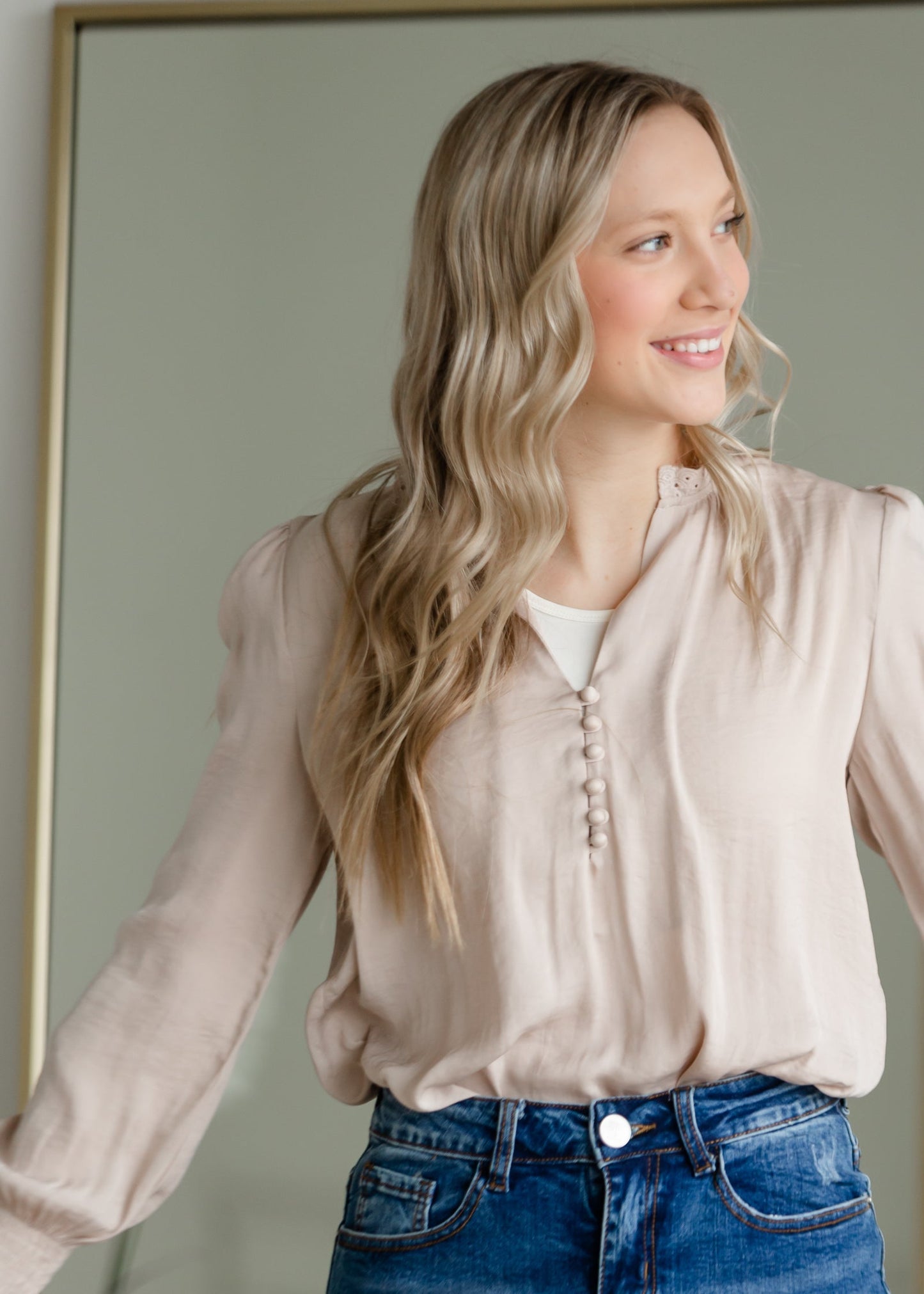 The Petra Ruffle Neck Top Shirt Heartloom