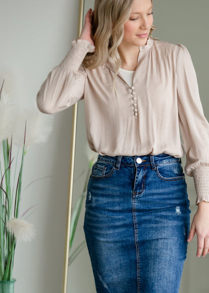 The Petra Ruffle Neck Top Shirt Heartloom