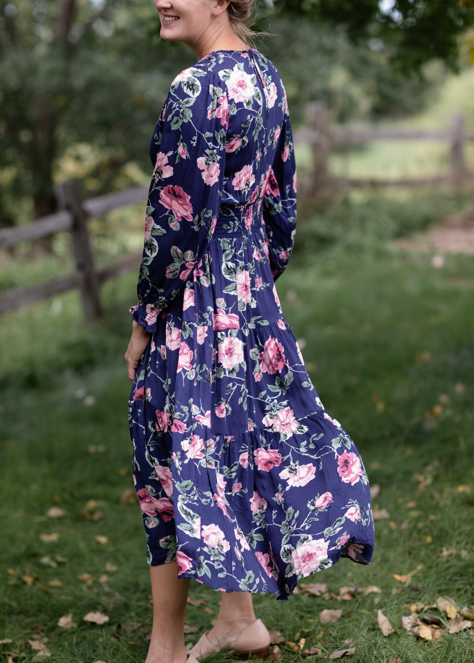 V-Neck Smock Waist Floral Maxi Dress Dresses Dress Forum