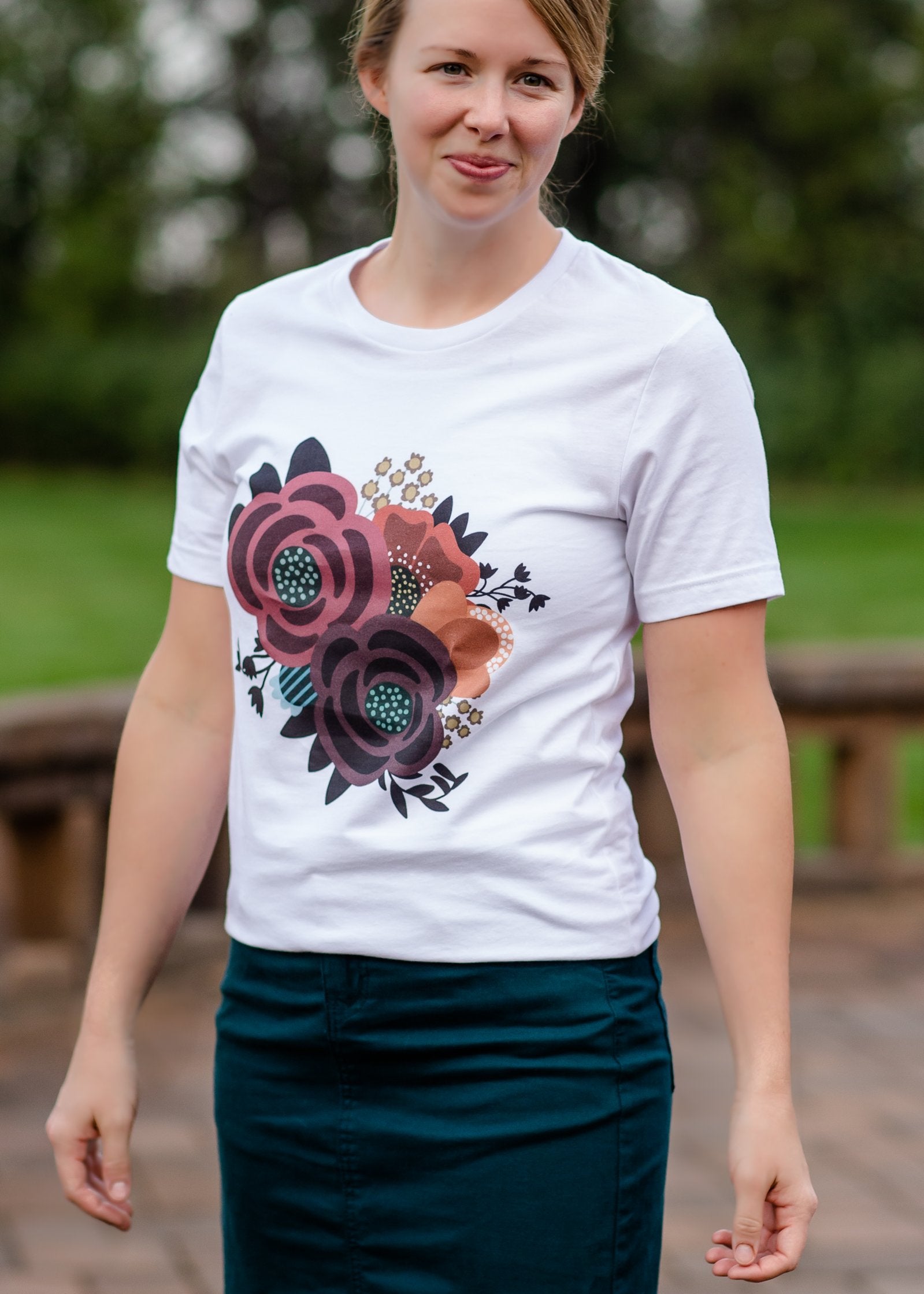 Warm Florals Graphic Tee Tops Inked Up Apparel