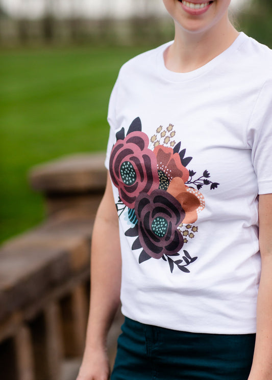 Warm Florals Graphic Tee Tops Inked Up Apparel