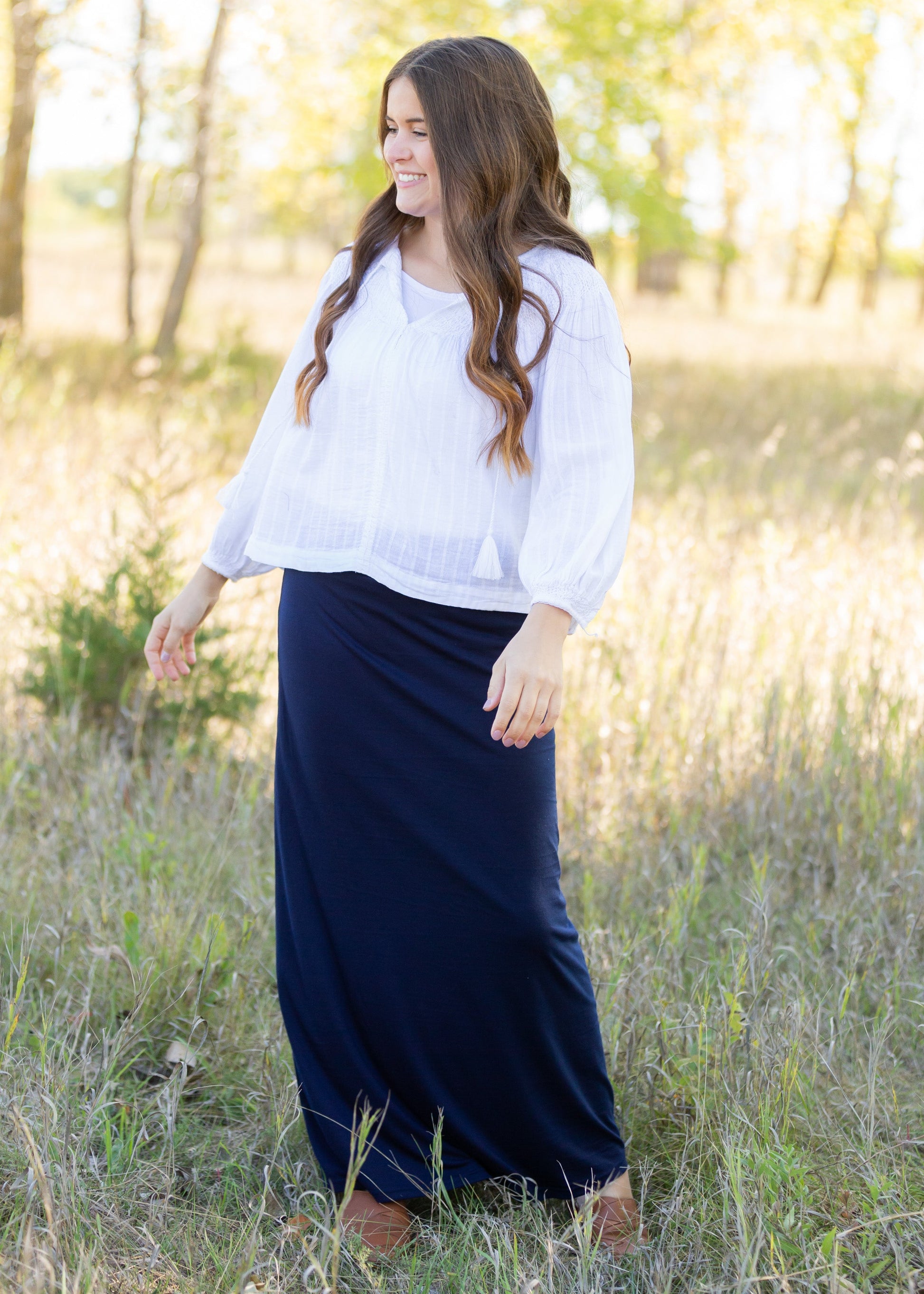 White Balloon Sleeve Top Tops