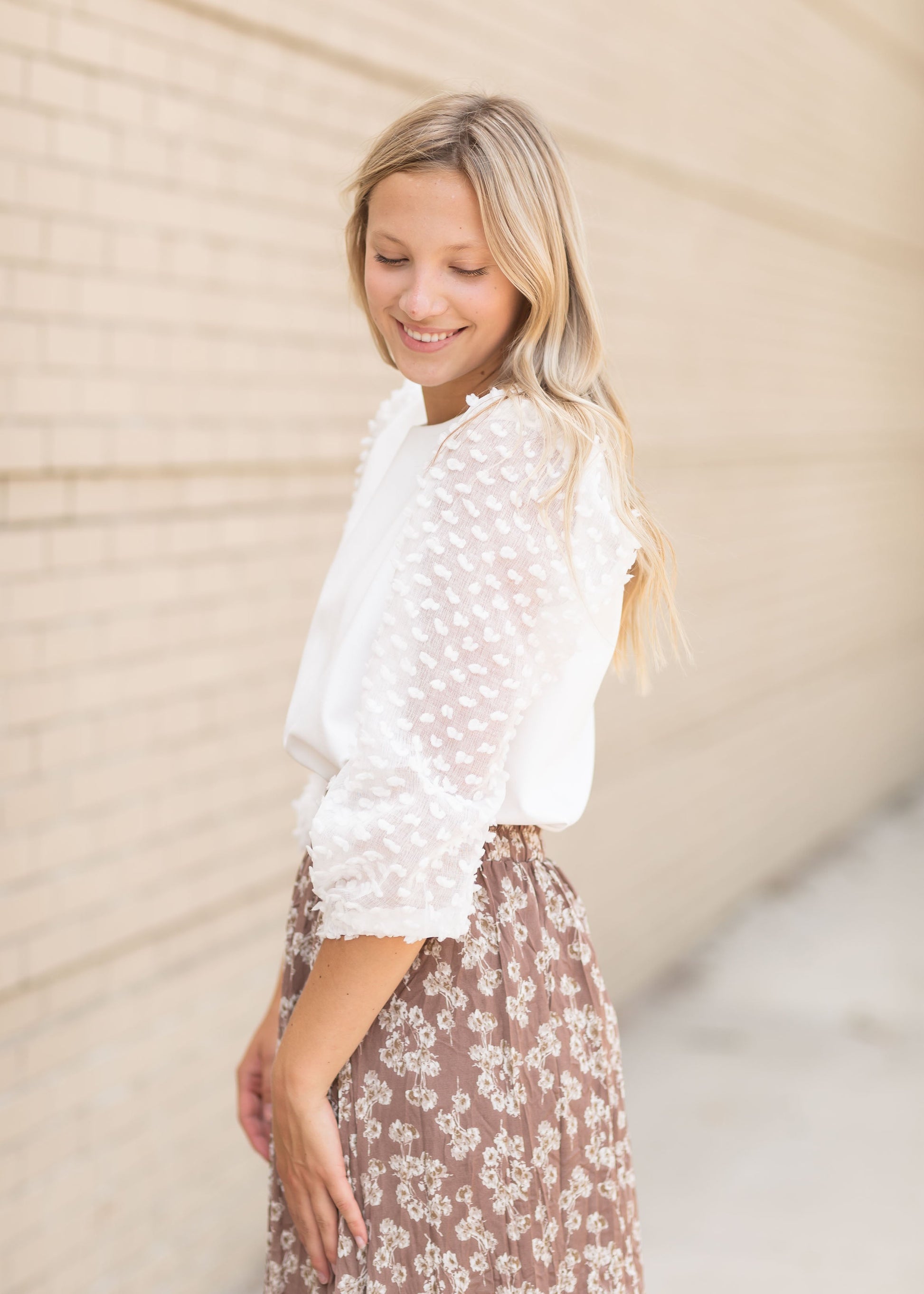 White Fringe Sleeve Knit Top Tops