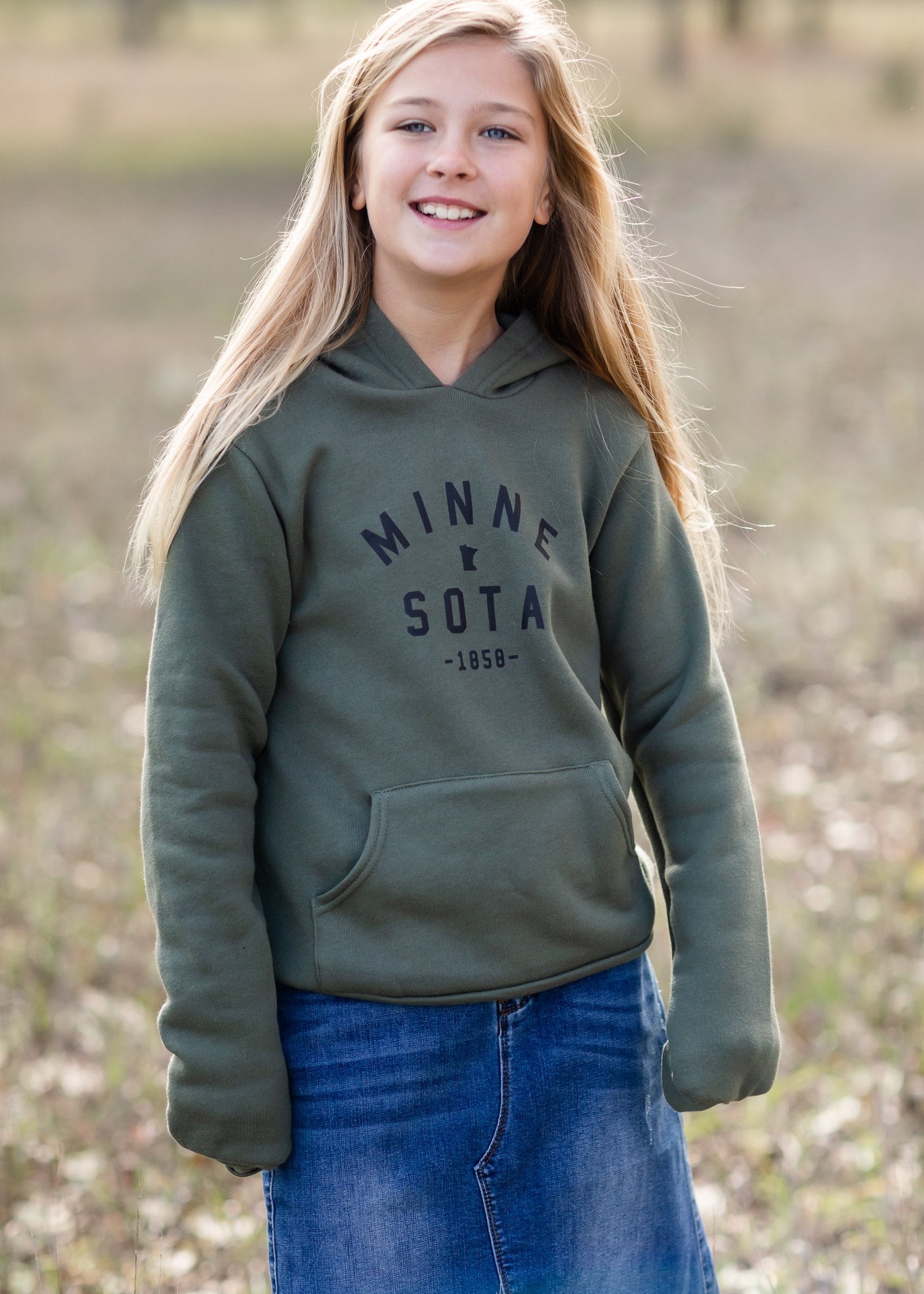 Youth Tamarack Army Green Minnesota Hoodie Girls Northern Print Co.